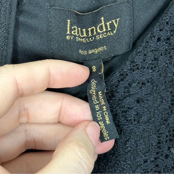 LAUNDRY BY SHELLI SEGAL Black Lace Cocktail Dress Goth Fairy Sheer, Size 8 - Picture 5 of 10